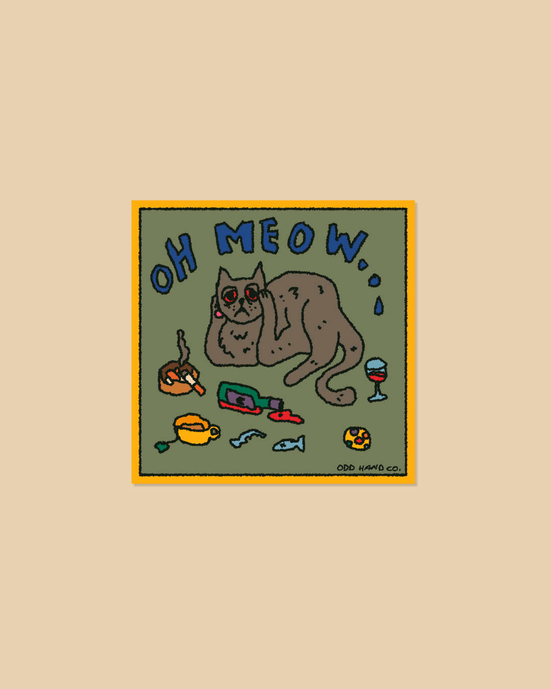 Oh Meow Cat Square Sticker