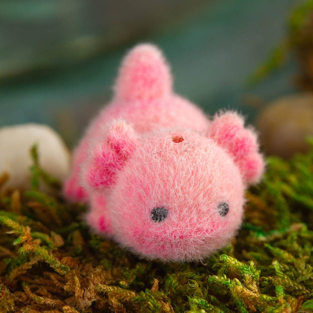 Flocked Pink Baby Axolotls