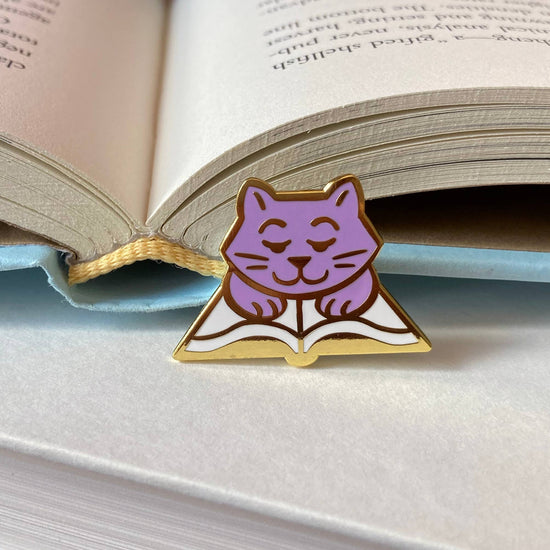 Book Cat enamel pin