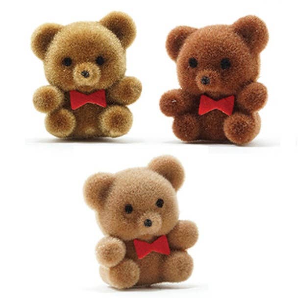Miniature Brown Flocked Teddy Bear