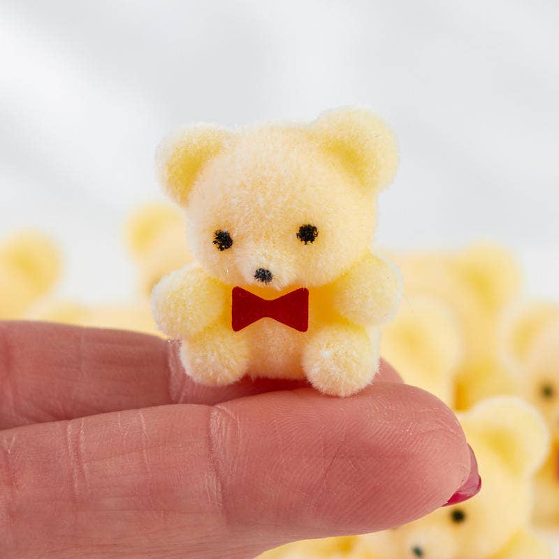1" Miniature Yellow Flocked Teddy Bears