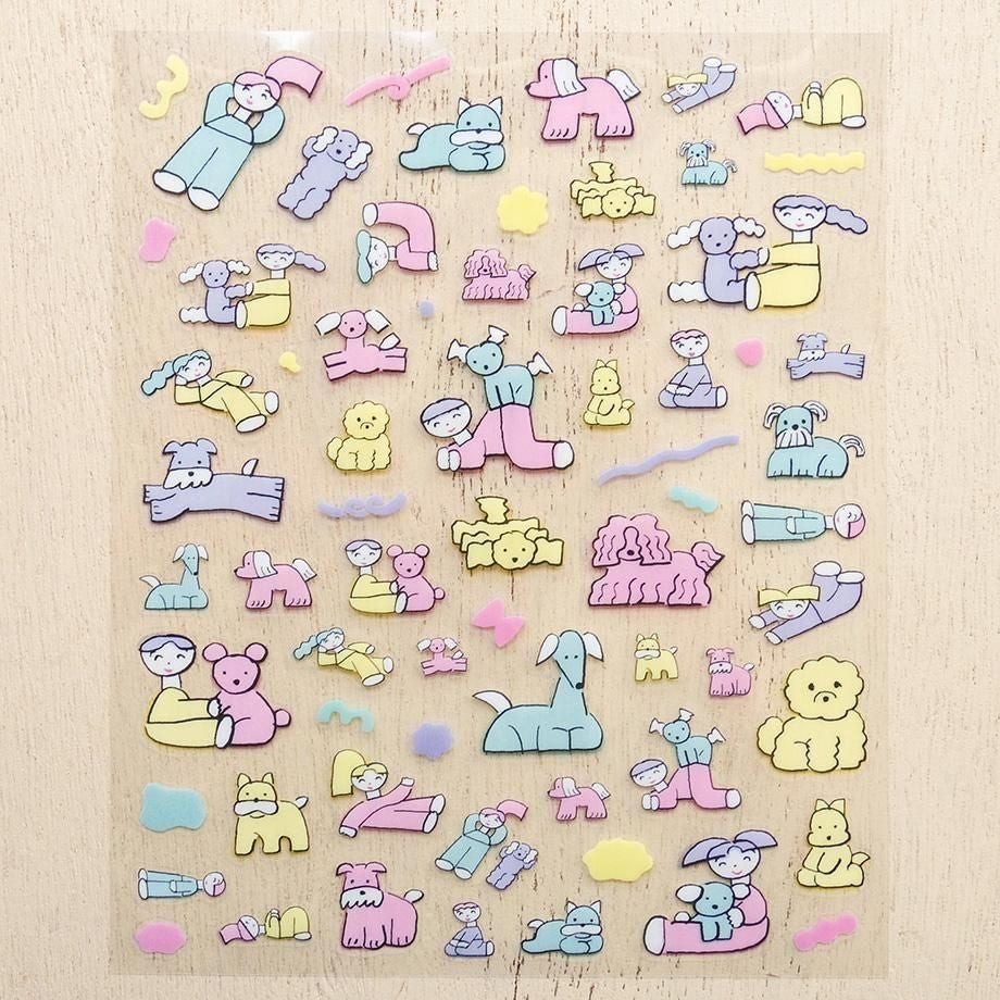 Nishiwaki Tadashi Stickers Relaxing with Dog