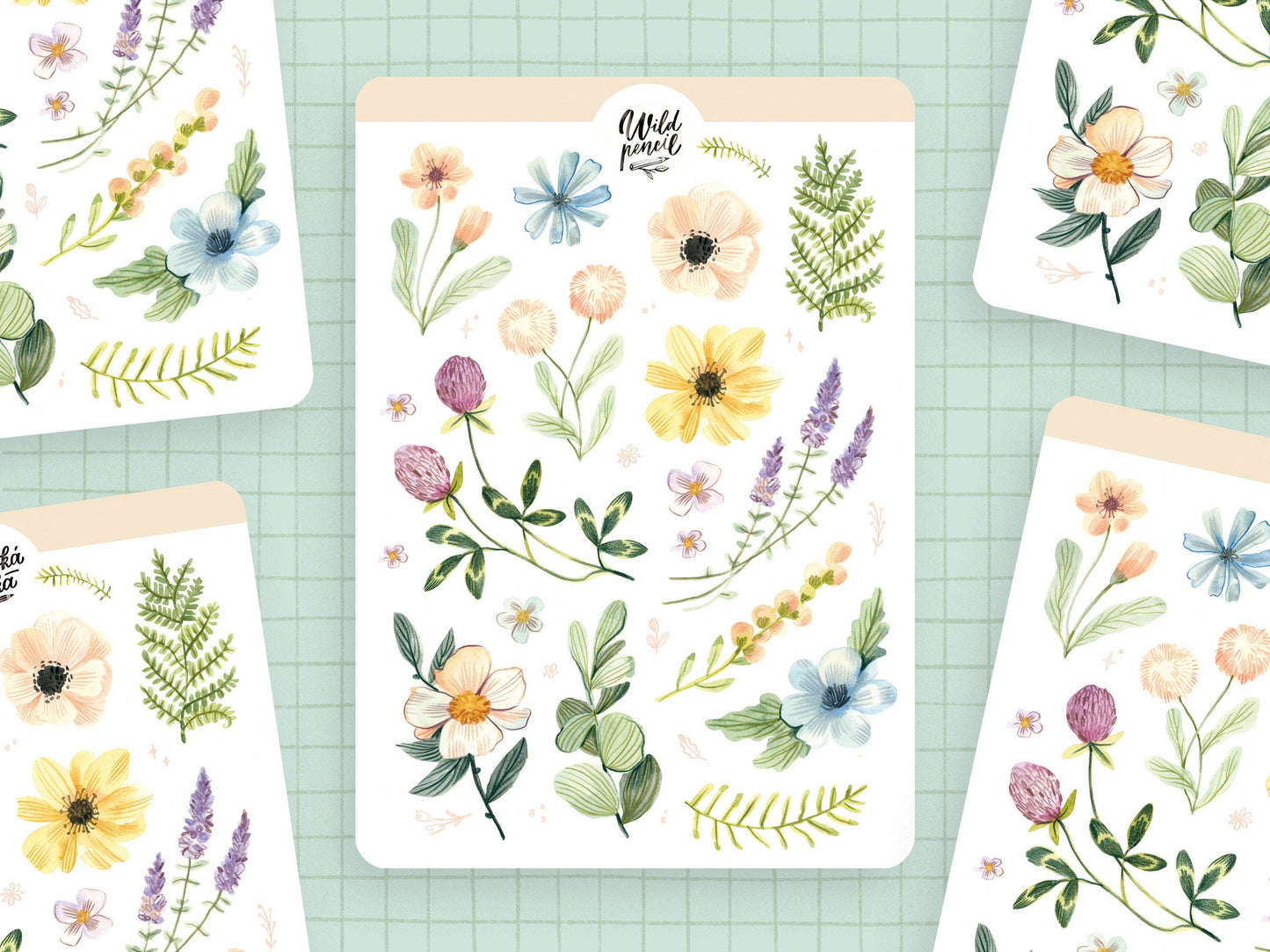 Sticker Sheet — Pastel Flowers