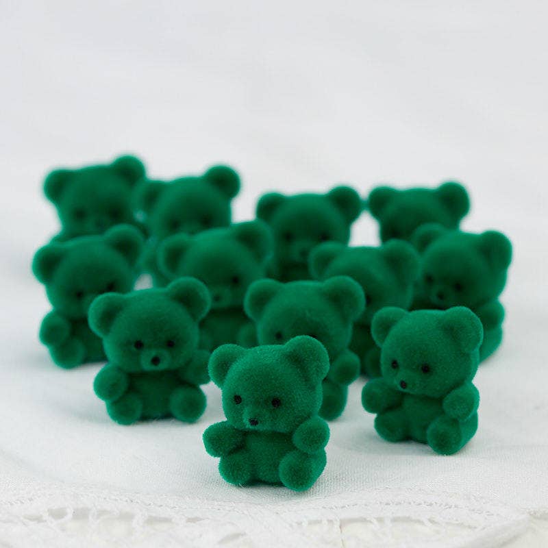 Mini Green Flocked Teddy Bear