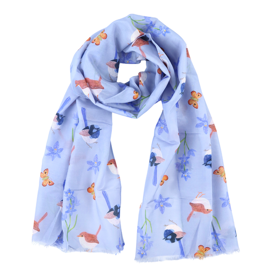 Fairy Wren Australian Silk/Cotton Scarf