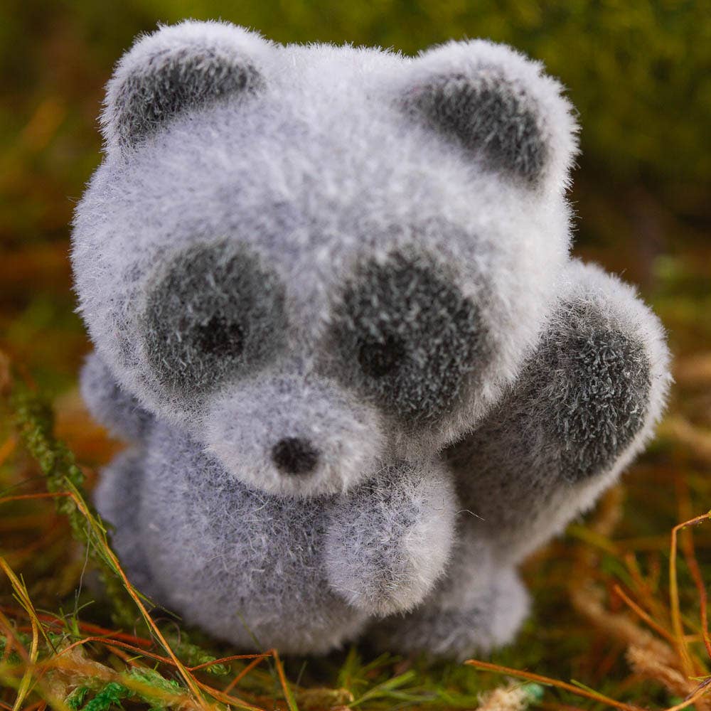 1" Miniature Flocked Baby Racoons