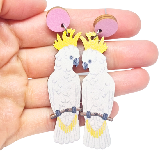 White Cockatoo Australian Bird Earrings