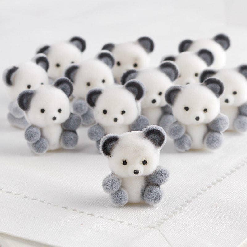 1" Miniature Flocked Baby Panda Bears