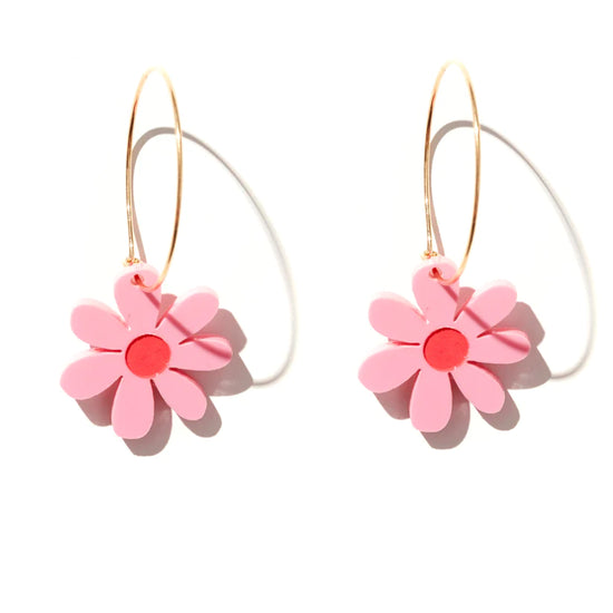 Mini Daisy Hoops - Pink and Red