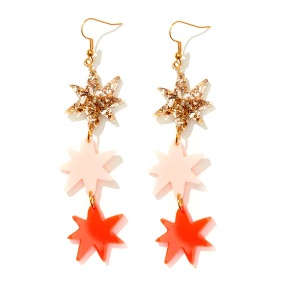 Rosie Earrings Gold/Pink/Red