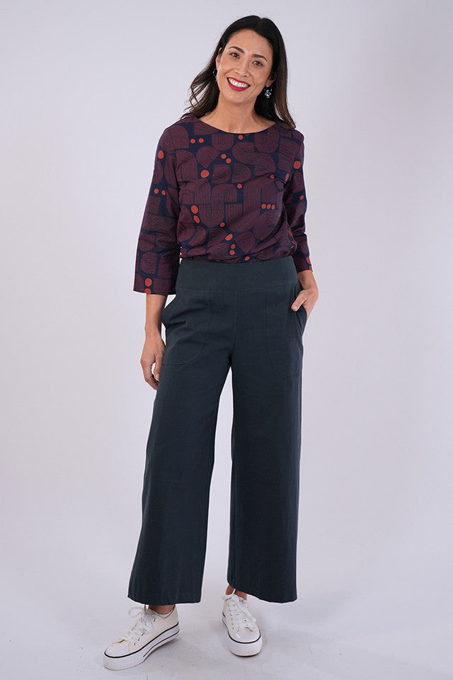 Lisa Pants Plain Petrol