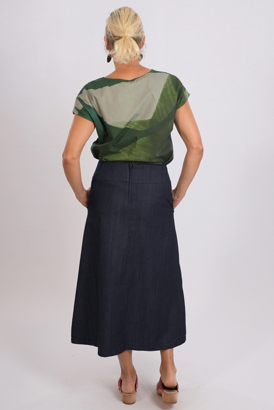 Amy Skirt Midi Denim Indigo