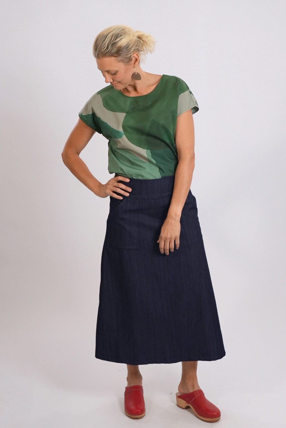 Amy Skirt Midi Denim Indigo