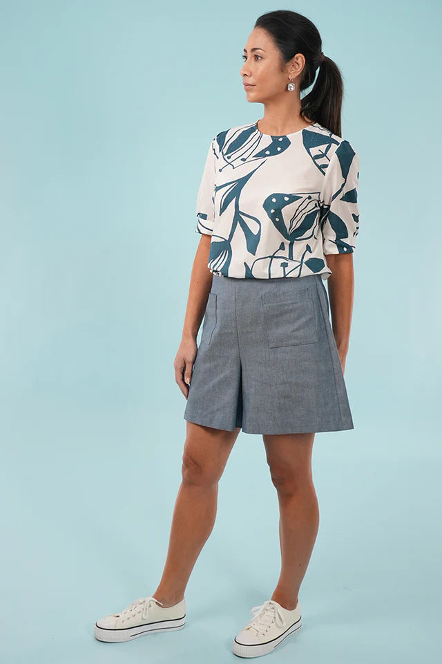 Betty Shorts Chambray Blue