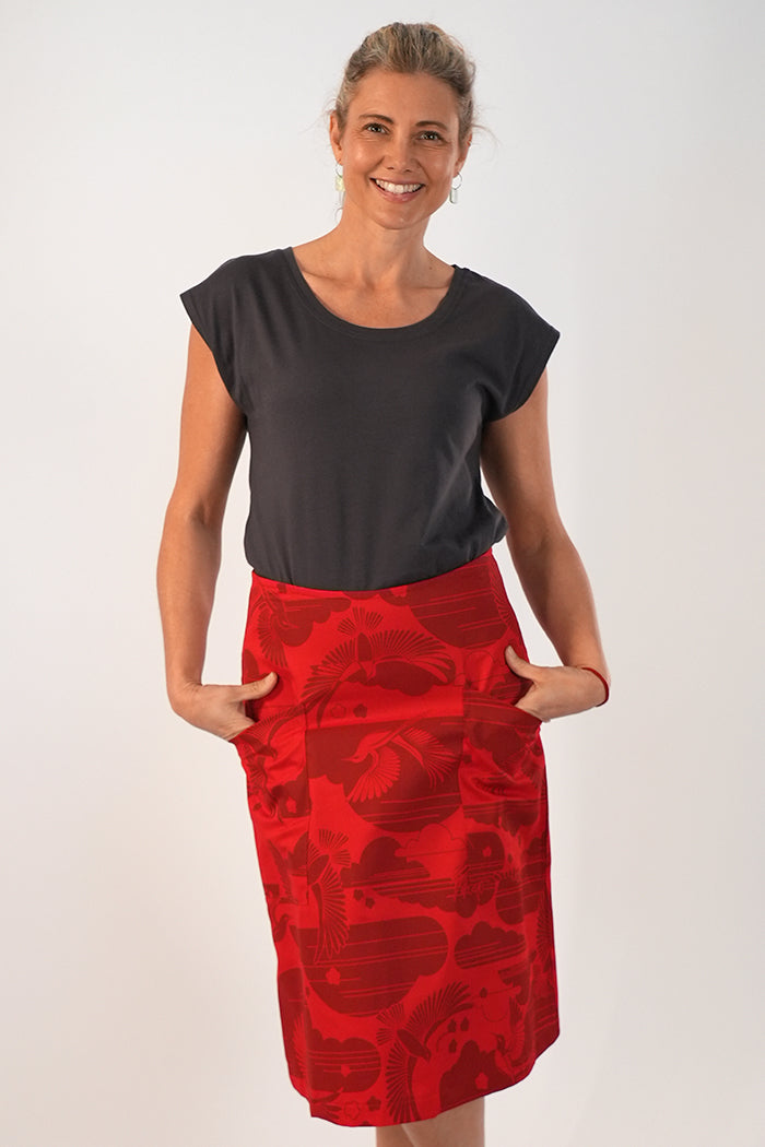 Heidi Skirt Birdy Red Long