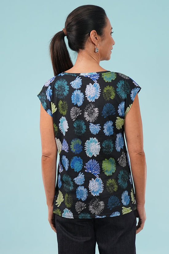 Bobby Top - Summer Flowers in Black