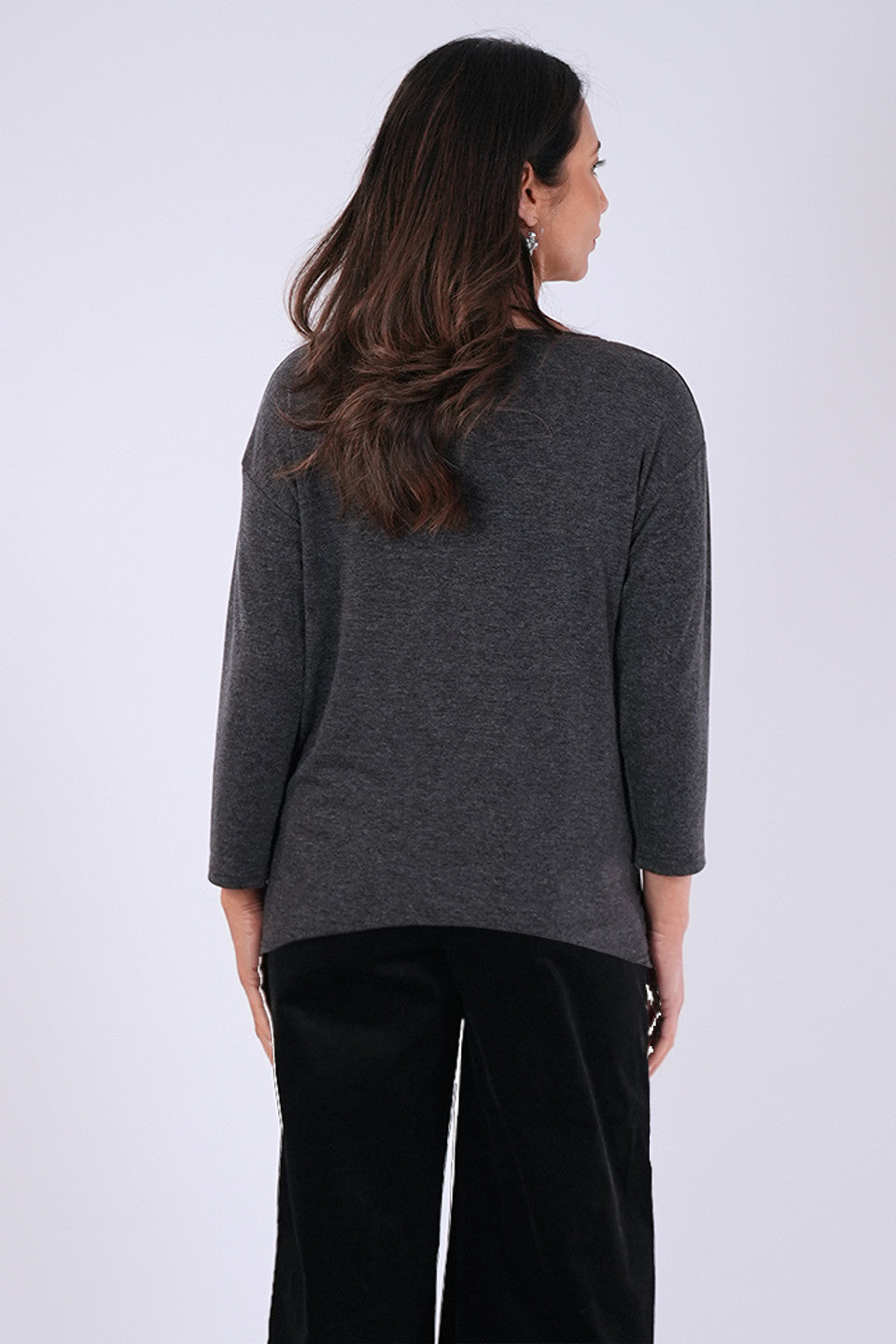 Casual Knit Top Charcoal Marle