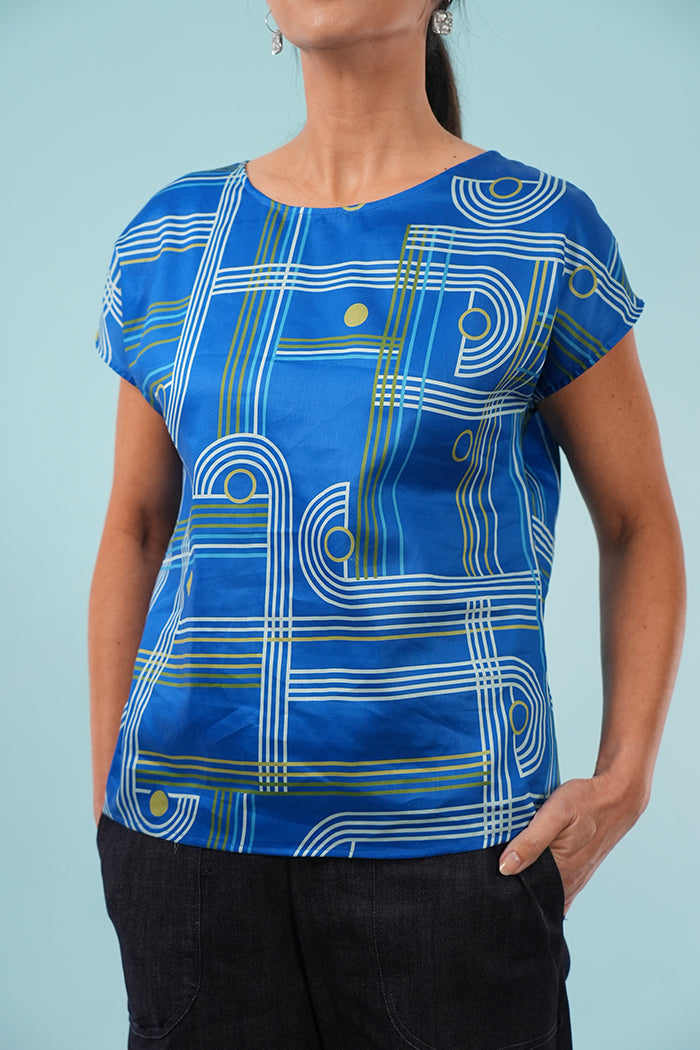 Tilly Top -  Checkers Blue