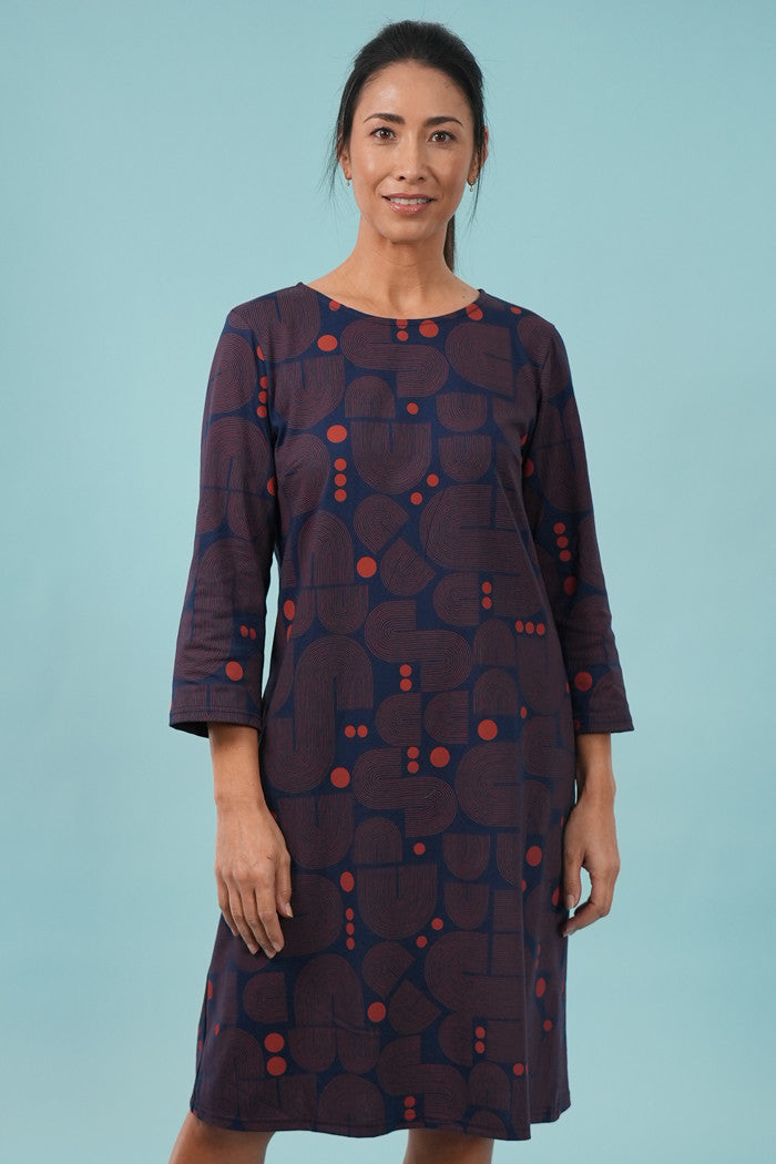 Gracie Dress Bauhaus French Blue/Ginger