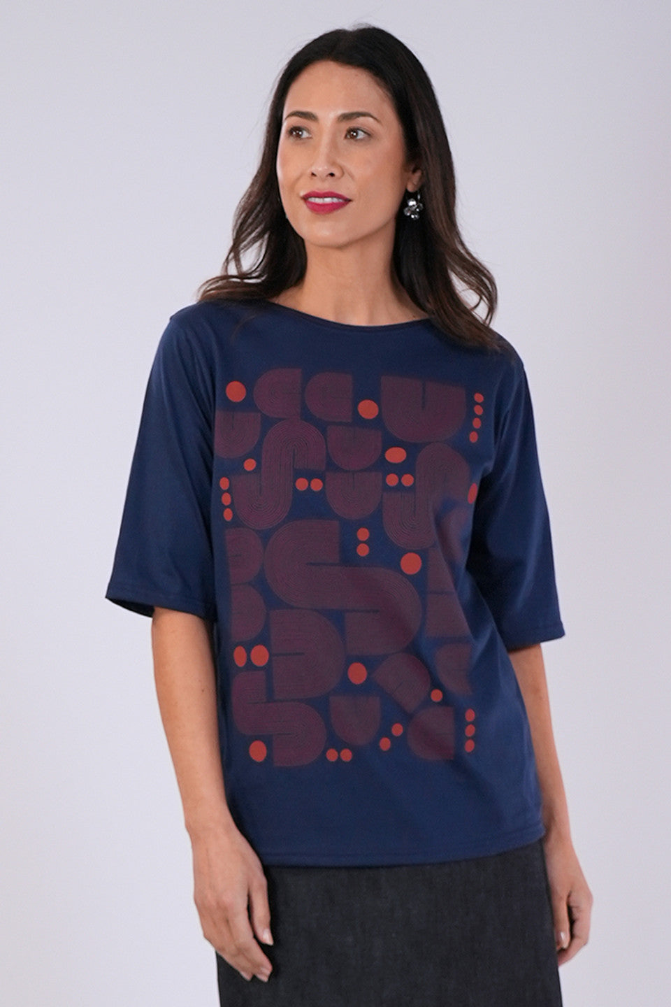 Dee Placement Top Bauhaus Blue/Ginger