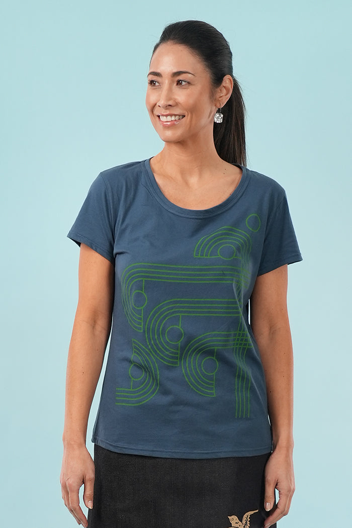 Short Sleeve Tee - Checkers in Arctic Blue & Green