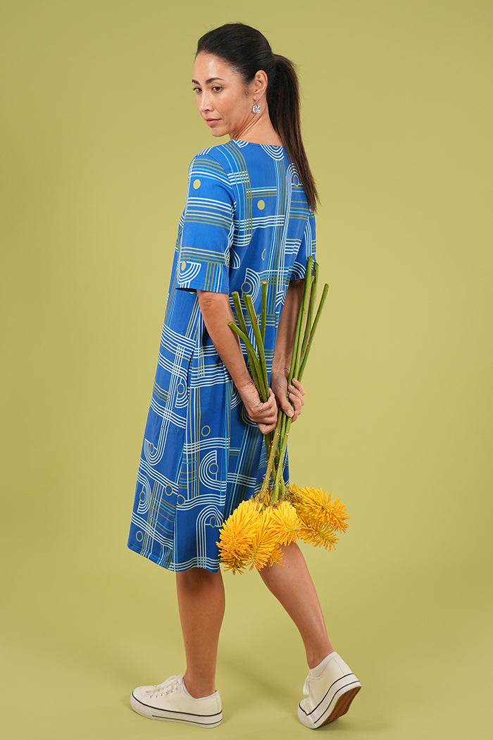 Grace Dress -  Checkers Blue