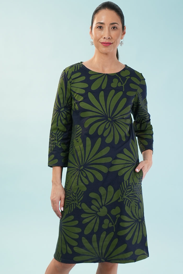 Gracie Dress - Japanese Floral Blue/green