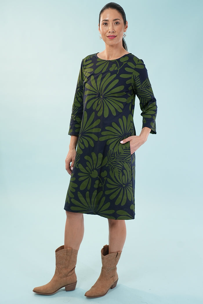 Gracie Dress - Japanese Floral Blue/green