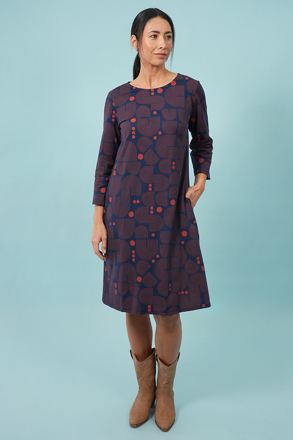 Gracie Dress Bauhaus French Blue/Ginger