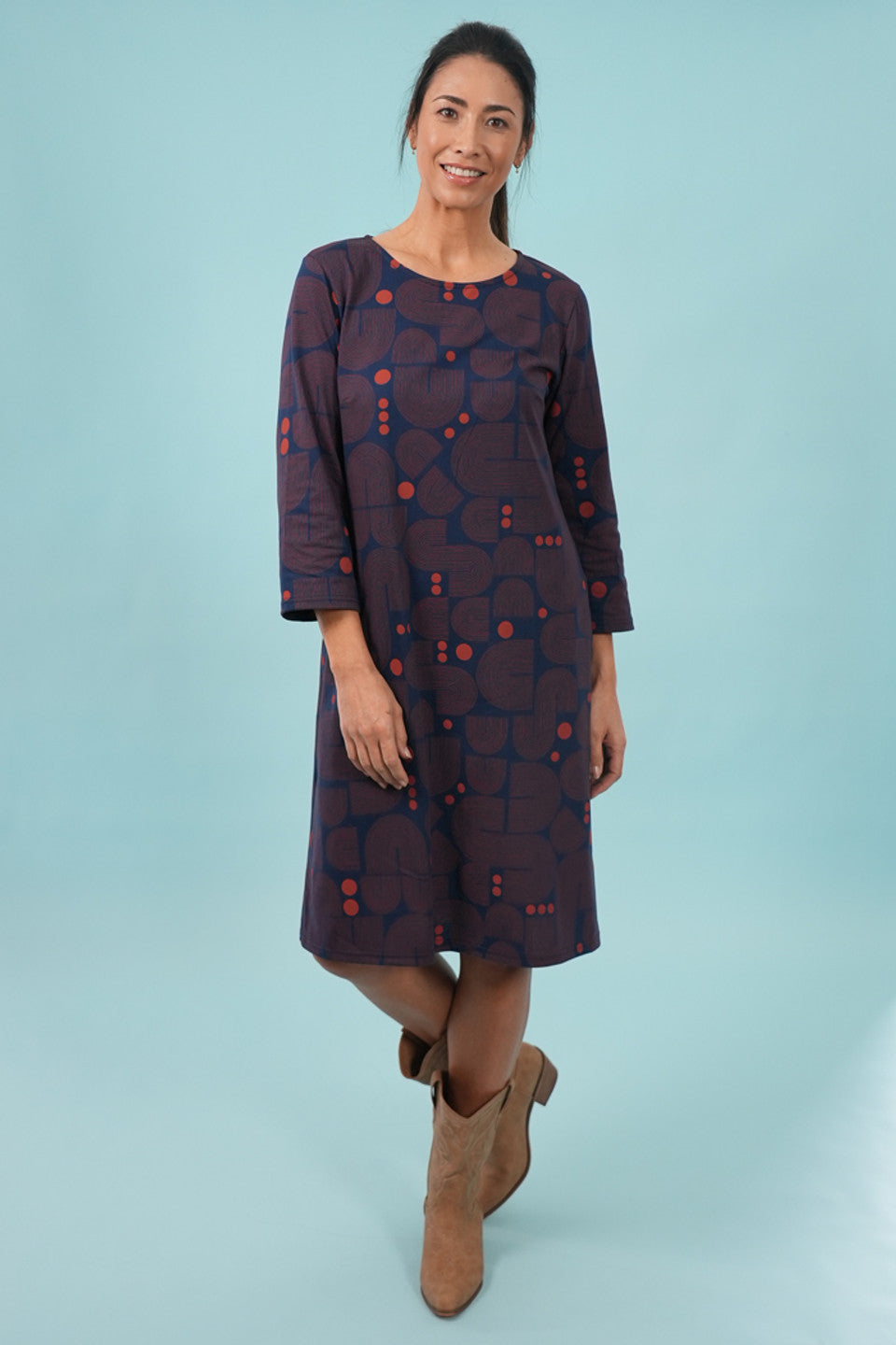Gracie Dress Bauhaus French Blue/Ginger