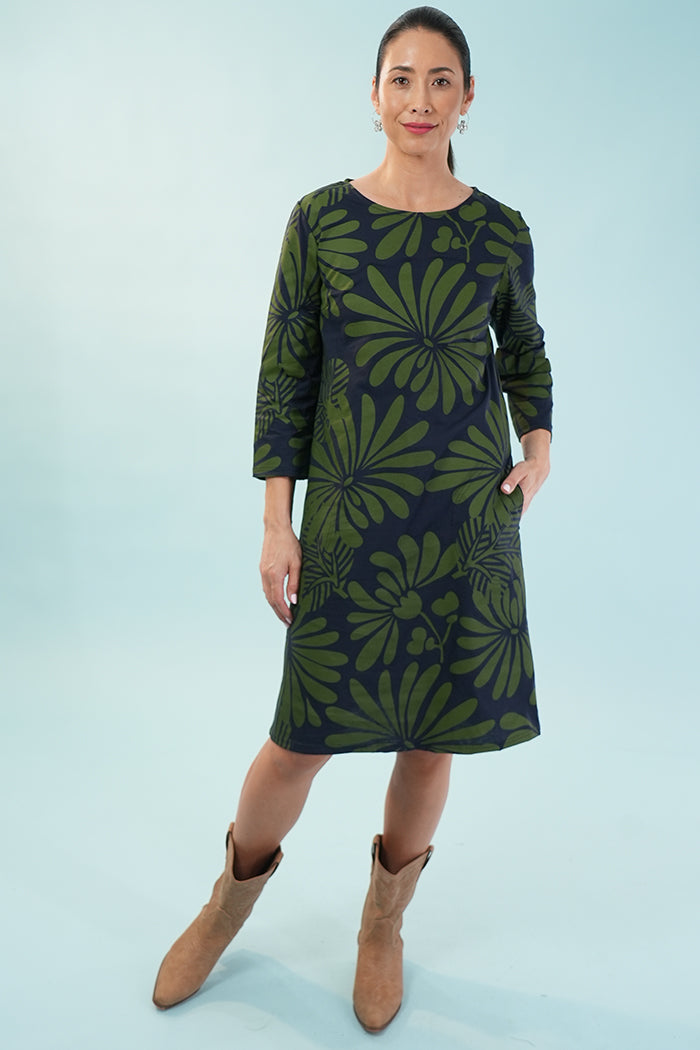 Gracie Dress - Japanese Floral Blue/green