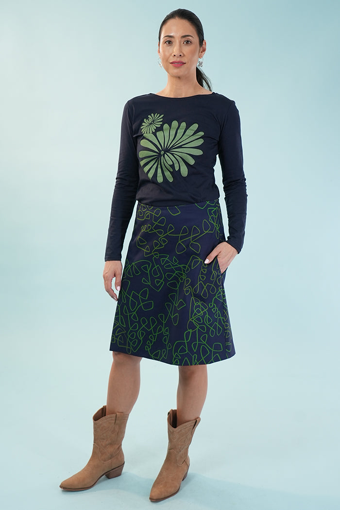 Sandy Short Skirt - Ito Greens on Blue