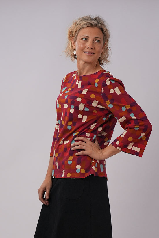 Lori Top Jersey Abstract Red