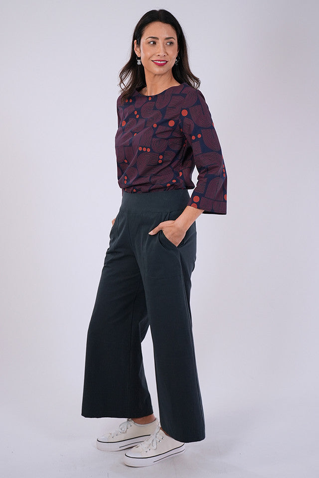 Lisa Pants Plain Petrol
