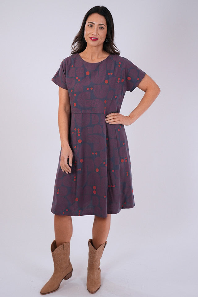 Mae Dress Bauhaus Blue/Ginger