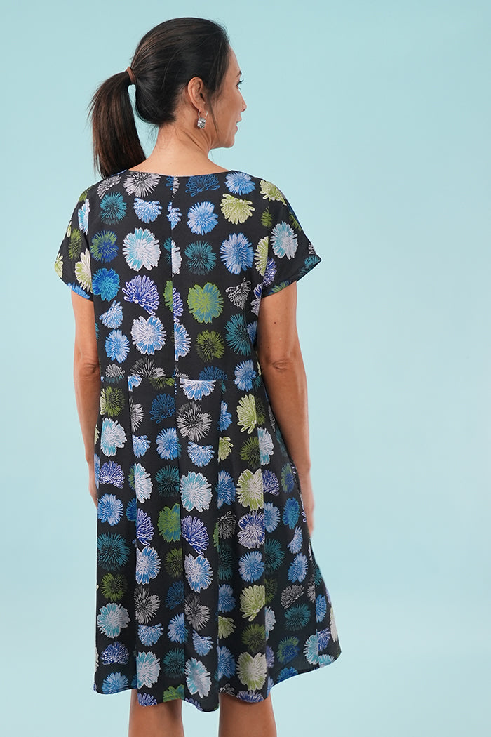 Mae Dress - Summer Flowers in Black