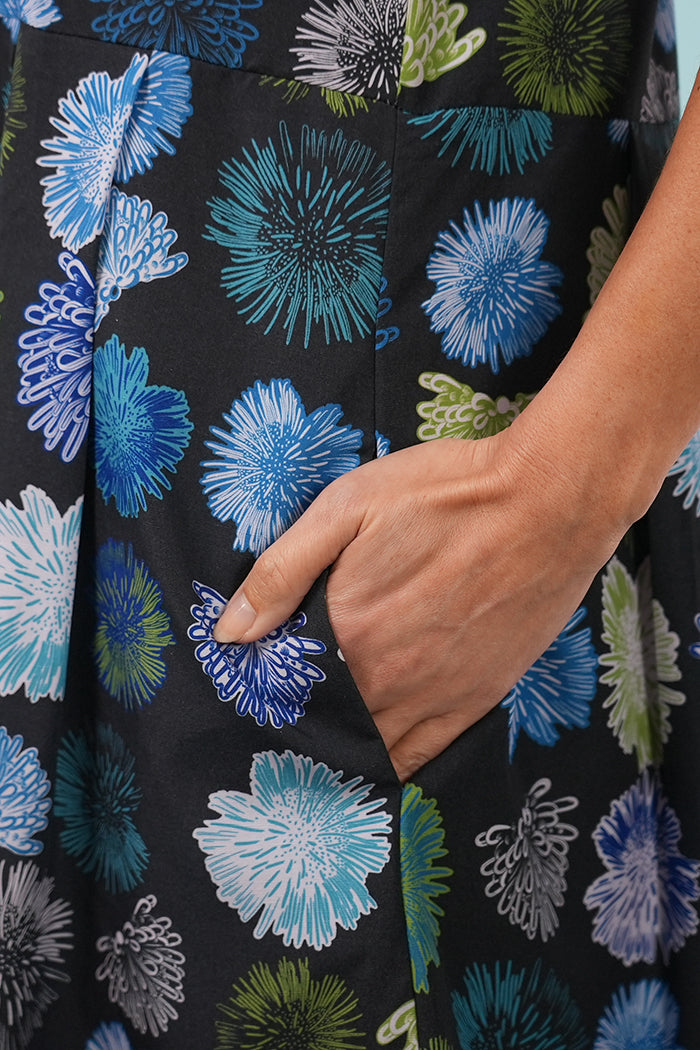 Mae Dress - Summer Flowers in Black