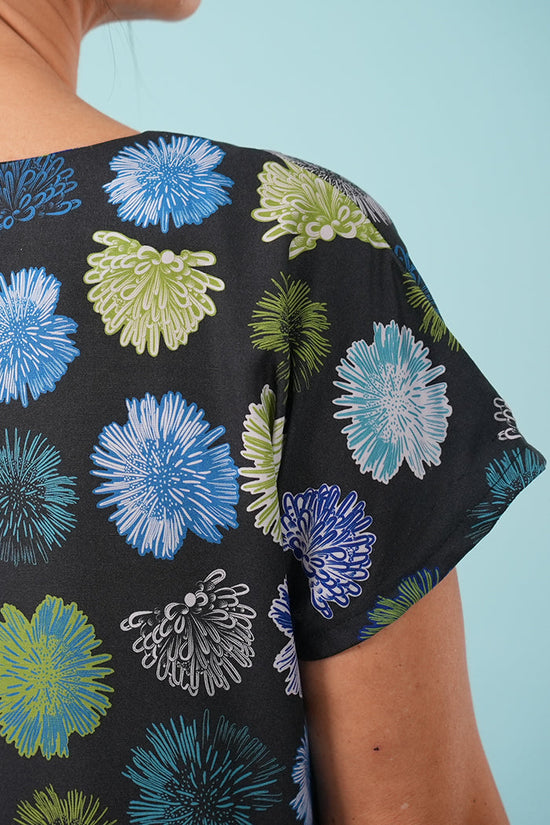 Mae Dress - Summer Flowers in Black