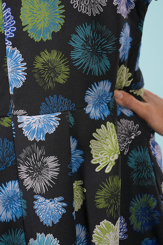 Mae Dress - Summer Flowers in Black