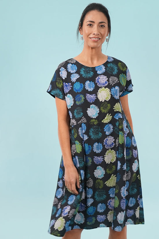 Mae Dress - Summer Flowers in Black