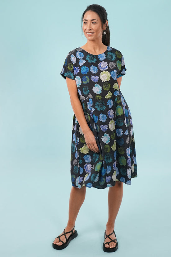 Mae Dress - Summer Flowers in Black