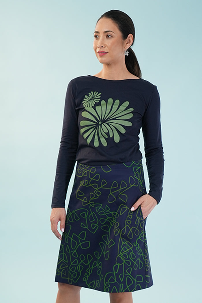 Sandy Short Skirt - Ito Greens on Blue