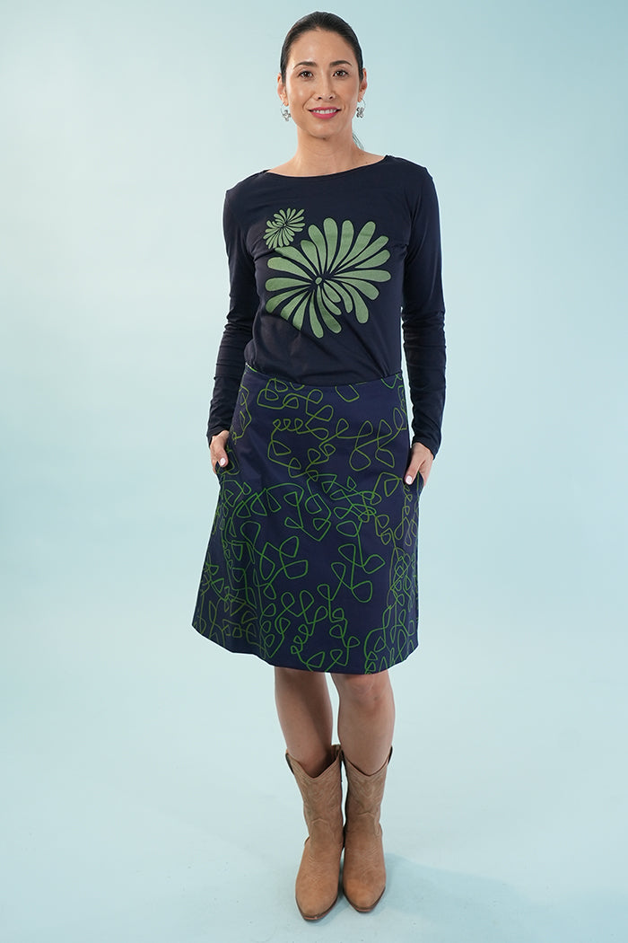 Sandy Short Skirt - Ito Greens on Blue