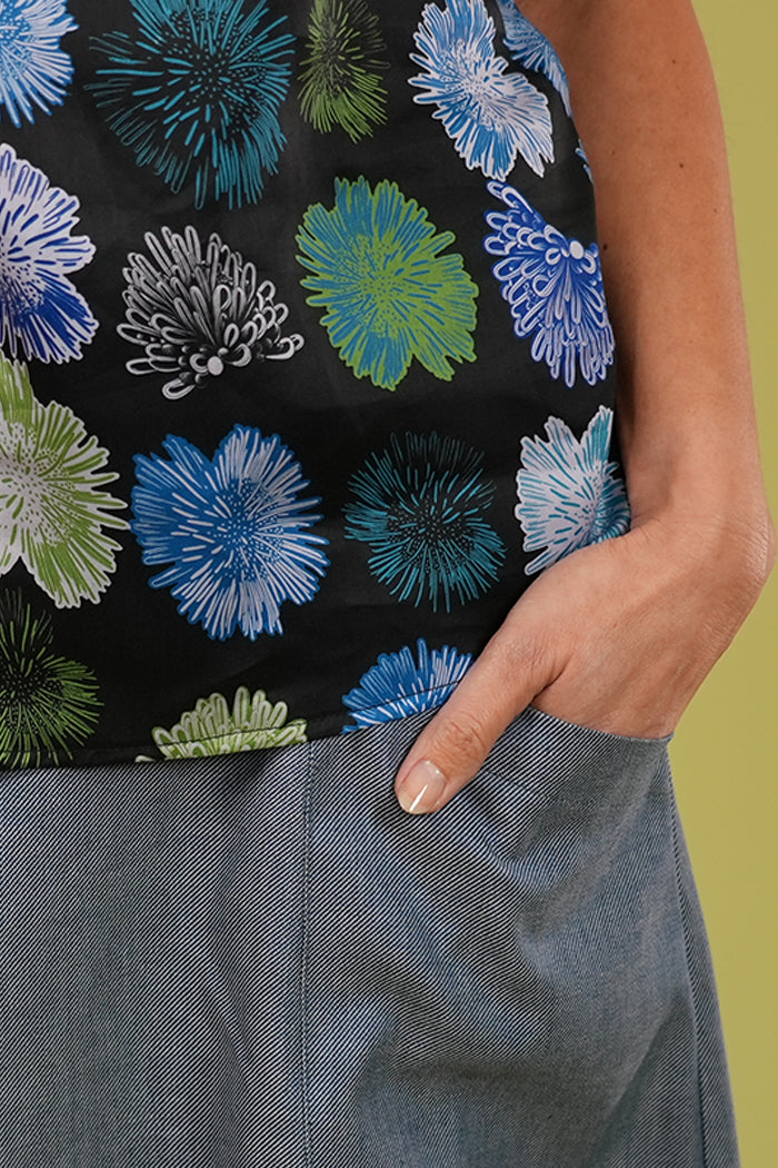 Tilly Top -  Summer Flowers Black