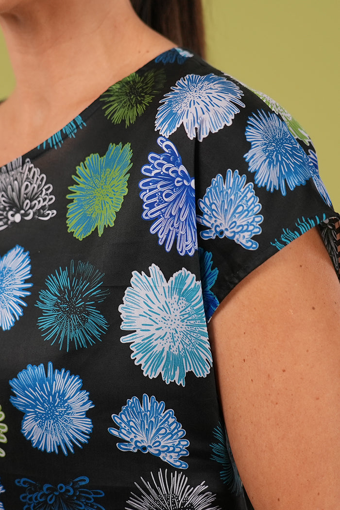 Tilly Top -  Summer Flowers Black