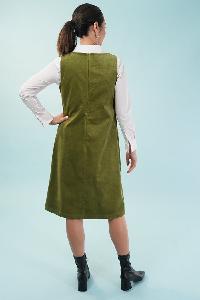 Susie Dress - Corduroy in Moss Green