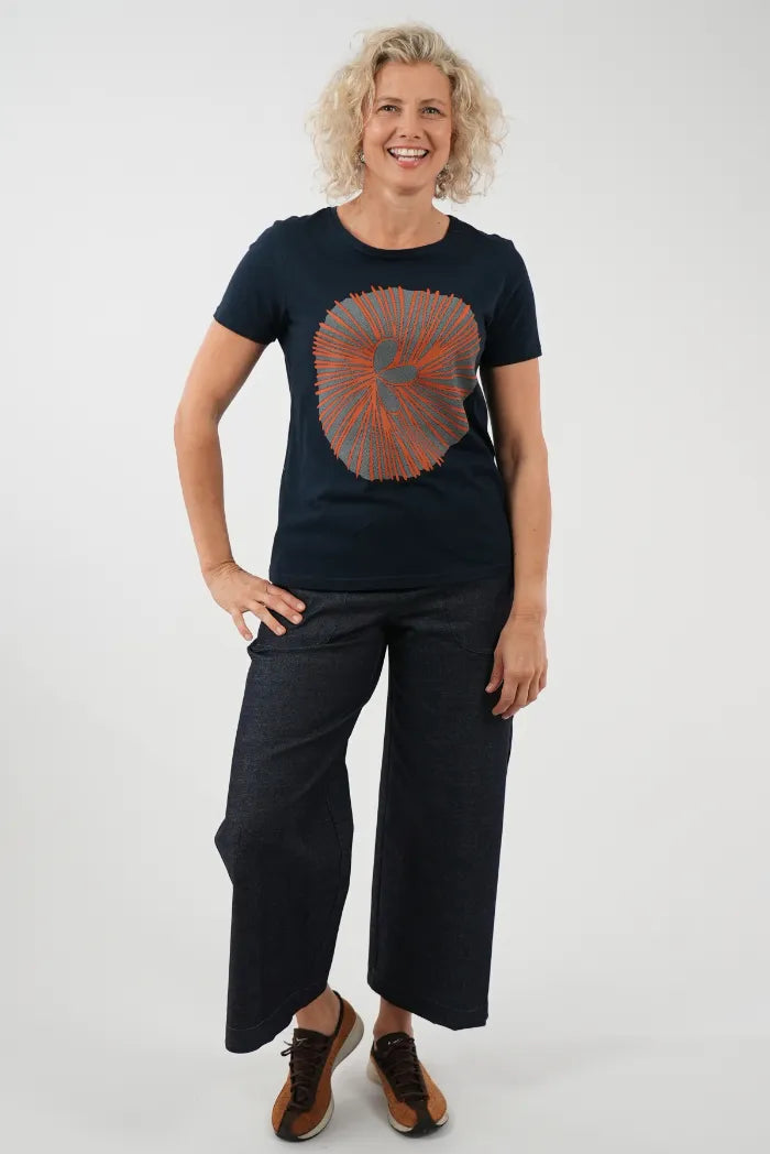 Girlfriend Tee - Soov  Navy/Orange/Smoke