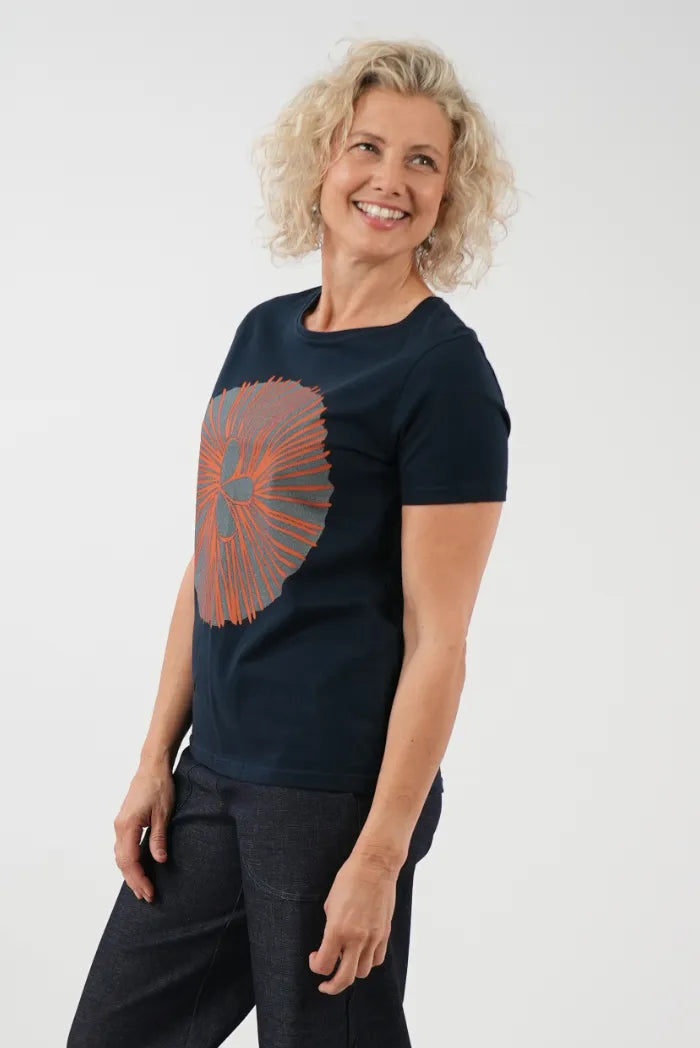 Girlfriend Tee - Soov  Navy/Orange/Smoke