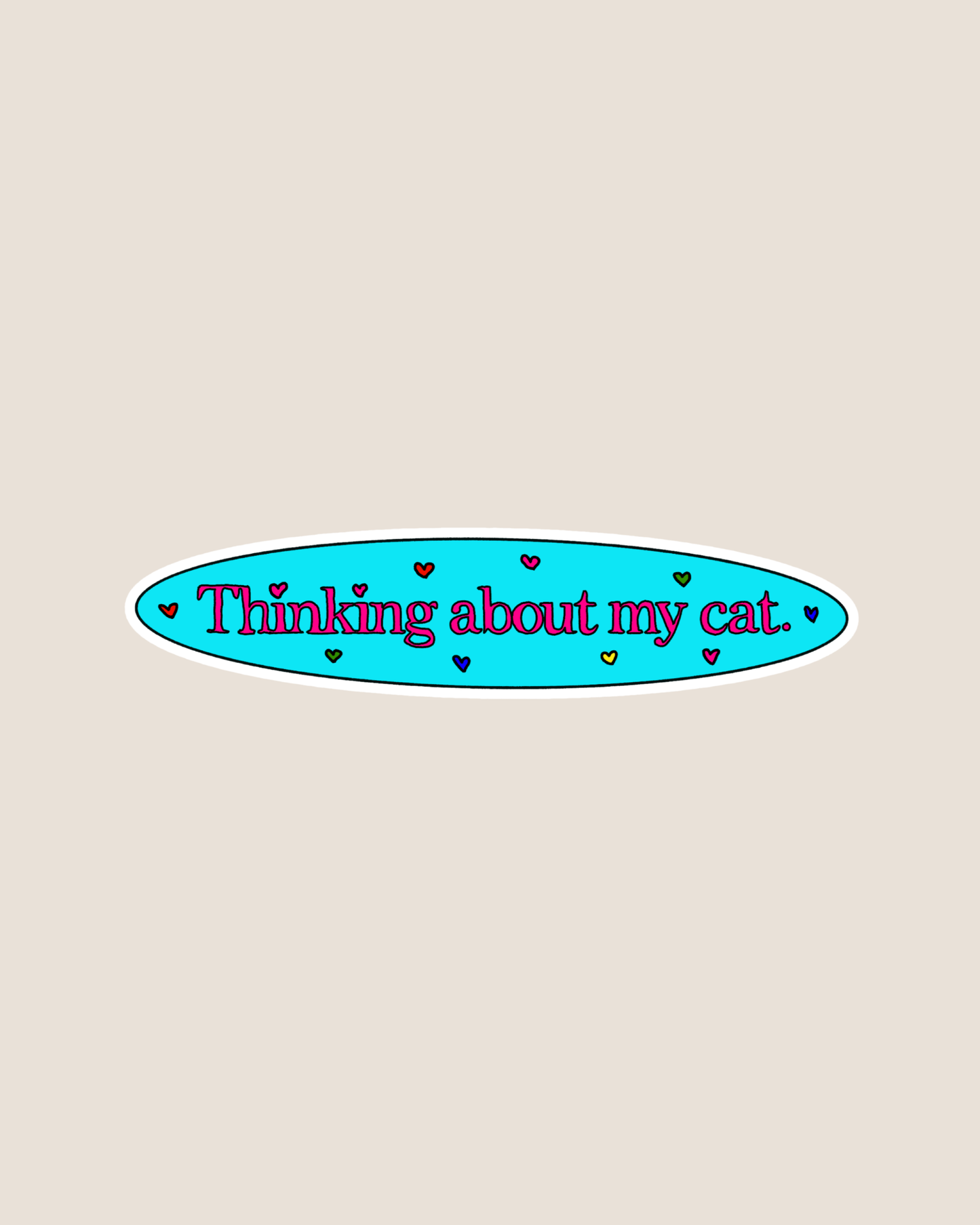 Thinking About My Cat Sticker (By Rat Baby)