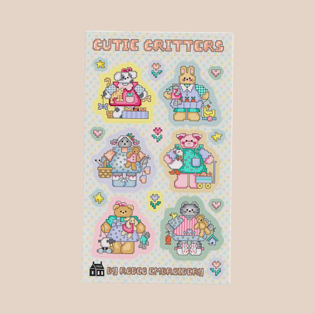 Cutie Critters ~ Vinyl Sticker Sheet